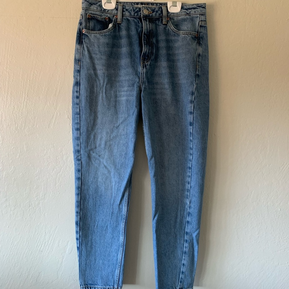 TopShop moto mom high waisted light blue jeans